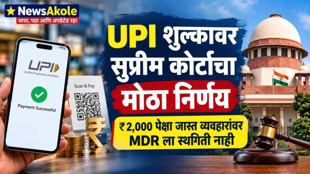 UPI शुल्कावर सर्वोच्च न्यायालयाचा मोठा निर्णय; ₹2,000 पेक्षा जास्त व्यवहारांवरील MDR ला स्थगिती नाही