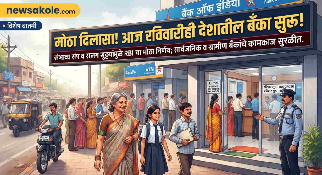 बँक ग्राहकांसाठी अत्यंत महत्त्वाची बातमी: संभाव्य बँक संप आणि सलग सुट्ट्यांमुळे RBI चा मोठा निर्णय; आज रविवारीही देशातील सार्वजनिक व ग्रामीण बँका सुरू!